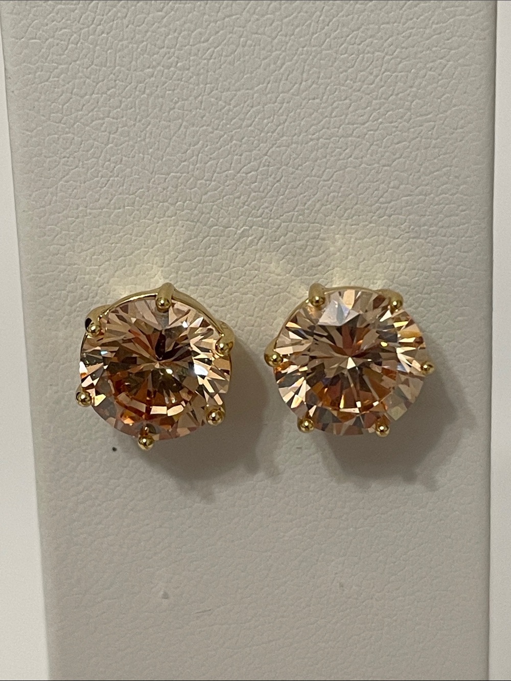 Vintage Joan Rivers Classics Collection Gold-Tone 10mm Champagne Stud  Earrings